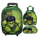 Kit Escolar Hulk com Mochila, Lancheira Térmica e Estojo