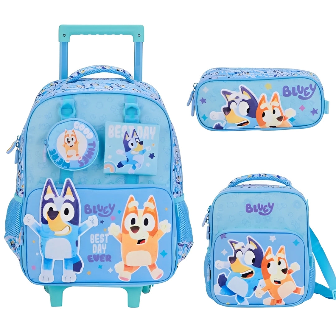 Kit Escolar Bluey Xeryus com Mochila, Lancheira Térmica e Estojo