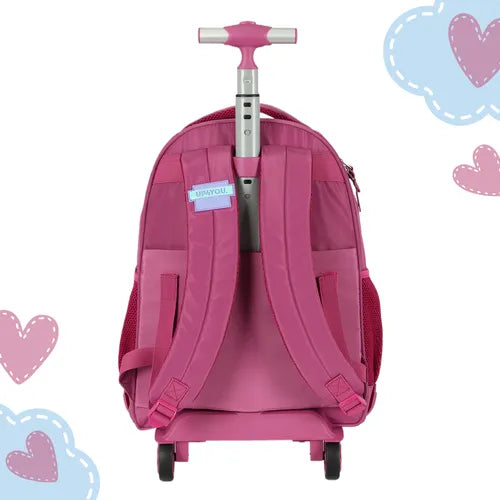 Mochila Rodinha Angel Pelúcia Grande Infantil Escolar