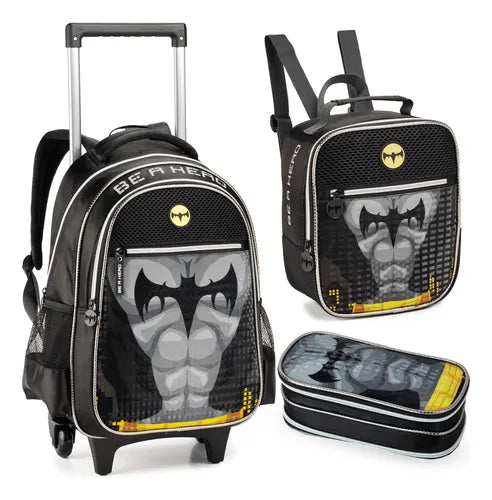 Kit Mochila Rodinha + Estojo + Lancheira