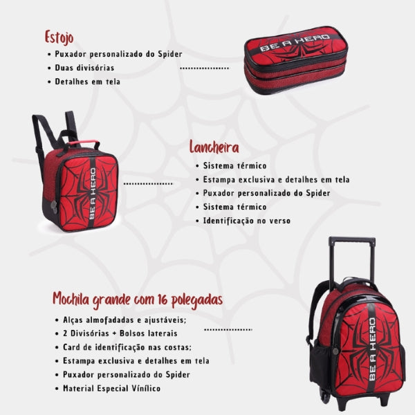 Kit Mochila Escolar Super-Heróis