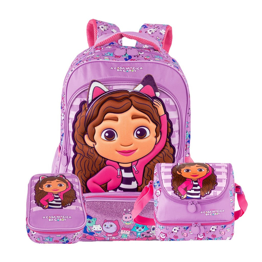 Kit Escolar Lancheira Térmica Estojo Box Casa da Gabby