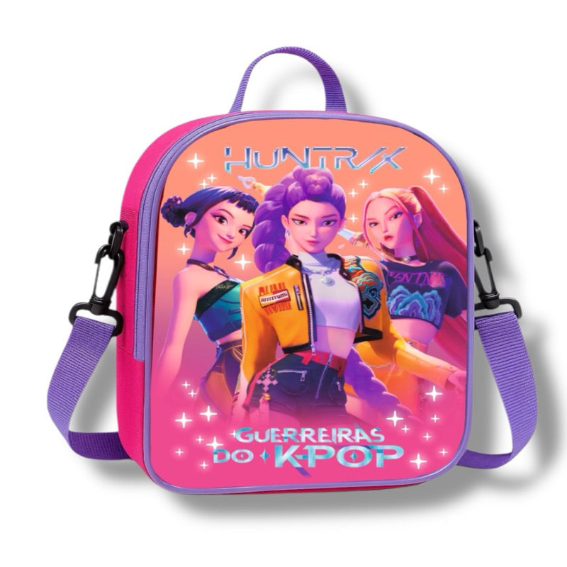 Kit Escolar Guerreiras do K-Pop Lancheira Térmica + Estojo Reforçado