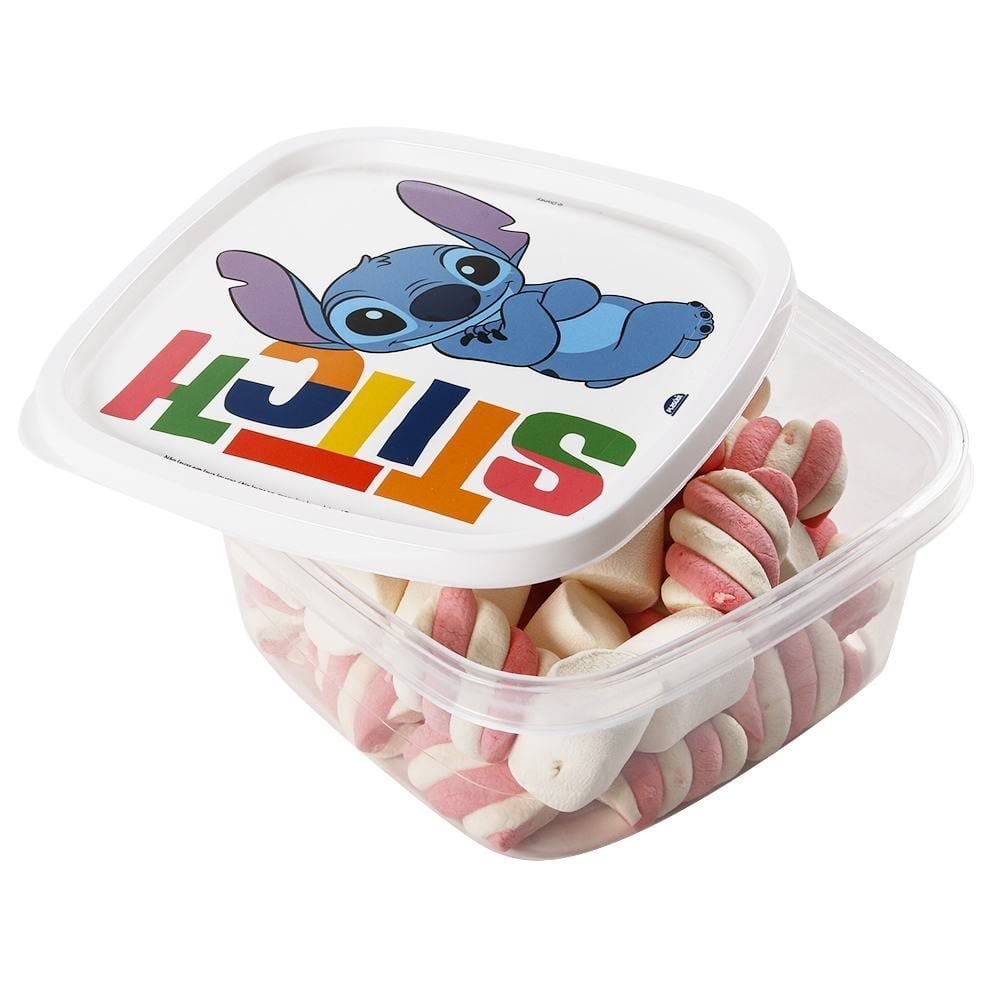 Pote Quadrado Decorado Stitch Plasútil 1,1 Litros